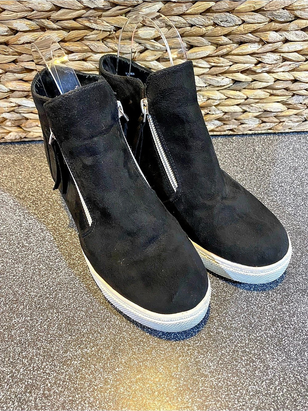 Steve Madden Black Wedge Sneakers